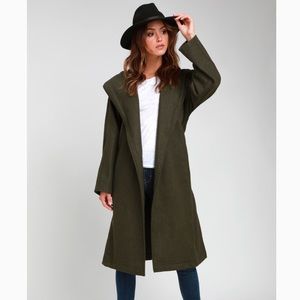 Lulu’s Dark Olive Green Hooded Robe Coat